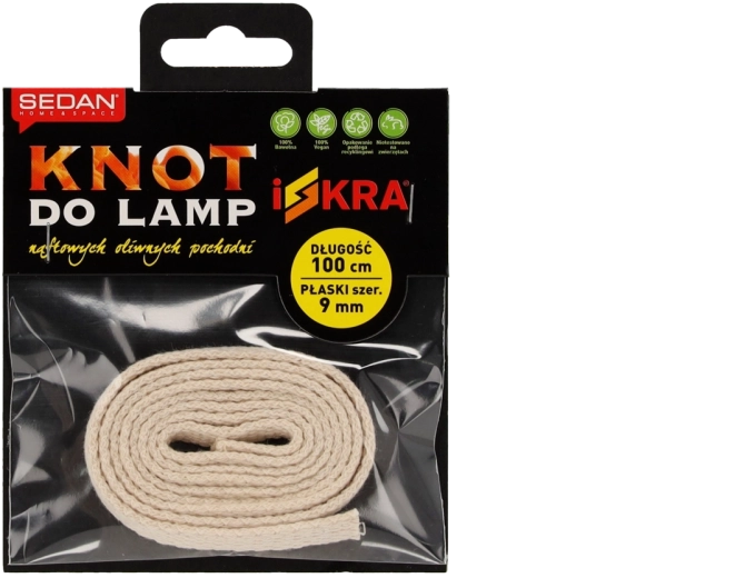 Płaski bawełniany knot ISKRA 9 mm, długość 100 cm