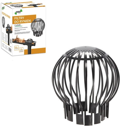 Zestaw 4 filtrów do rynien, wysokość 15 cm, czarne