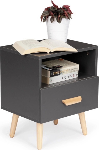 Stolik nocny z szufladą ModernHome, szary
