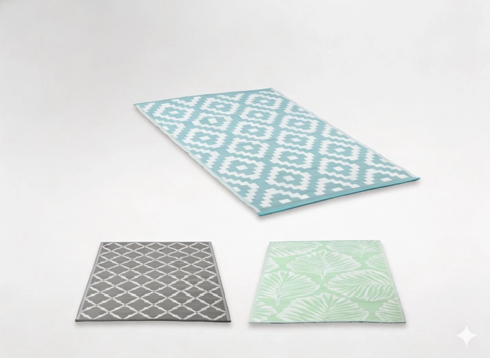 Zewnętrzny płaski dywan na taras 120 × 180 cm, mix wzorów