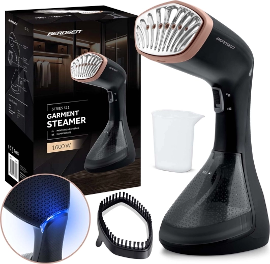 Ręczny parowy steamer do ubrań BERDSEN 1600 W ze zbiornikiem 230 ml