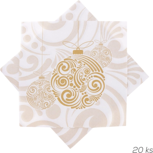 Papierowe serwetki – złota bombka 33 × 33 cm, 20 szt.