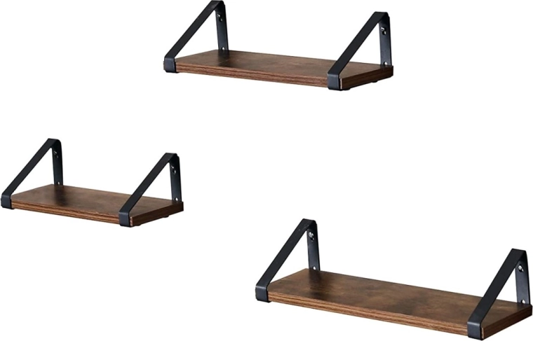 Zestaw 3 drewnianych wiszących półek Loft