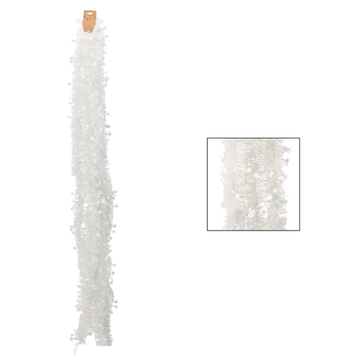 Biały łańcuch świąteczny 6 m, średnica 10 cm