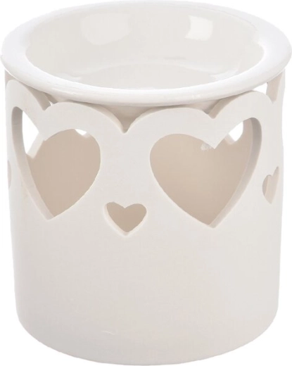 Biała porcelanowa aromalampa w kształcie serca