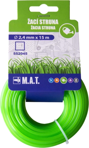 Nylonowa żyłka tnąca 2,4 mm kwadratowa, 15 m, zielona