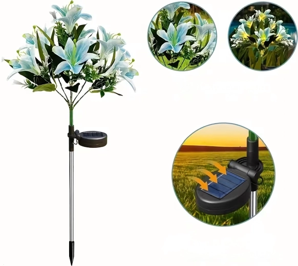 Solarną lampa ogrodowa w kształcie lilii do wbijania