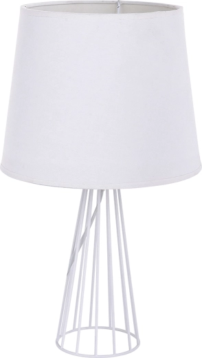 Biała lampa stołowa z metalową ażurową podstawą 40 cm