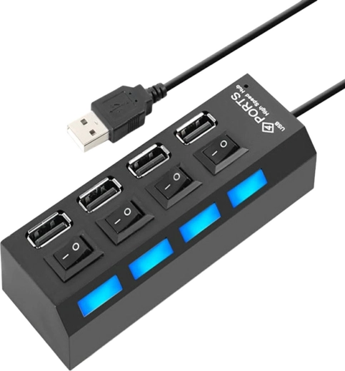 AK228A 4xUSB HUB AKTYWNY Z PRZEŁĄCZNIKAMI