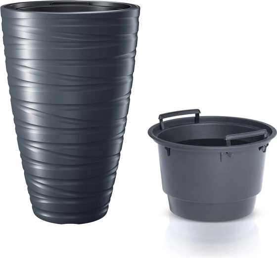Wysoka donica z wkładem MAZE 37,5 cm – antracyt