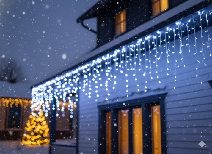 Kurtyna świetlna LED sople 300 LED zimna biel 12 m - 1 szt.
