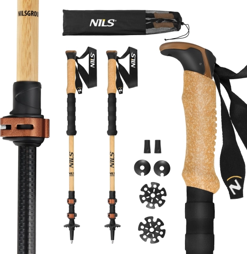 Kije trekkingowe NILS TK8606 z bambusa i aluminium 7075