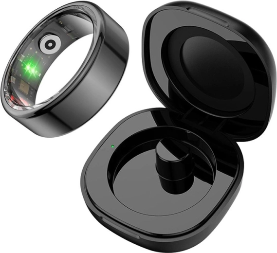 Inteligentny pierścień COLMI R02 rozmiar 9 (18,9 mm) czarny z etui ładującym