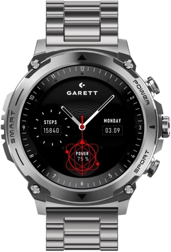 Smartwatch Garett Atom – srebrna stal