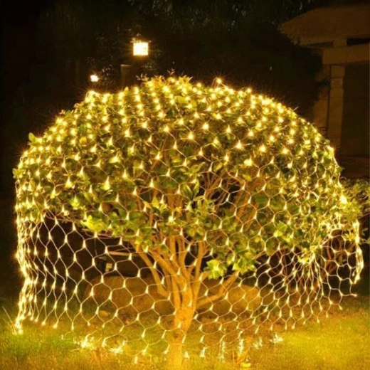 Świąteczna ciepłobiała siatka świetlna LED 2 × 2 m, 144 LED, 8 trybów