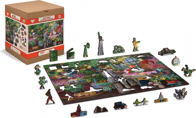 Drewniane dwustronne puzzle kwiaciarnia 2w1, 400 elementów – WOODEN CITY