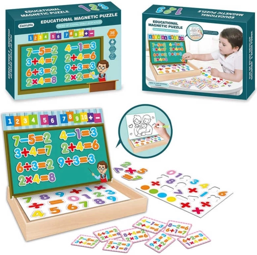 Edukacyjne magnetyczne puzzle z cyframi – nauka liczenia w drewnianym pudełku