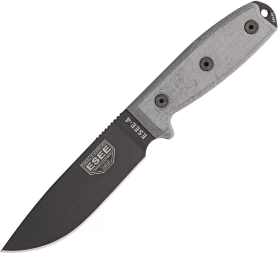 Uniwersalny nóż ESEE 4 z czarną powłoką i rękojeścią Micarta
