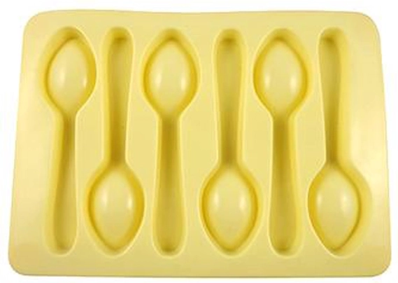 Silikonowa foremka do lodu i czekolady w kształcie łyżeczek, kremowa