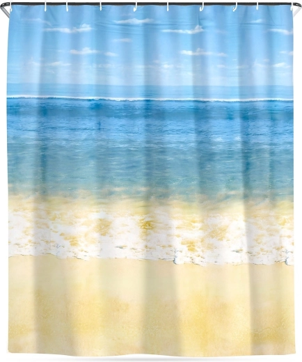 Wodoodporny zasłona prysznicowa z haczykami Plaża 180 × 180 cm