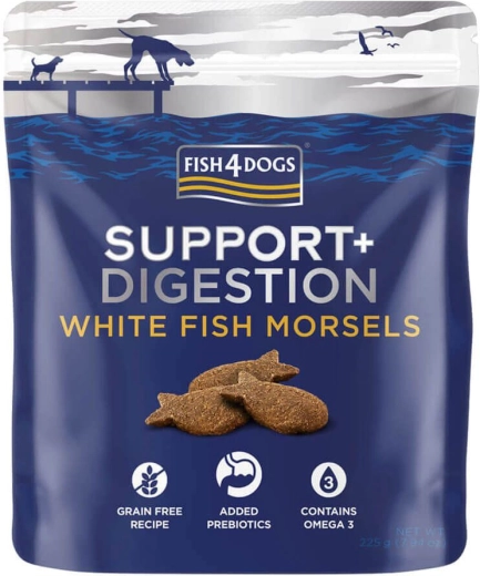 Fish4Dogs przysmaki dla psów Support+ wsparcie trawienia z białą rybą i prebiotykami 225 g