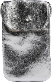 Metaliczna torebka na telefon z paskiem na ramię i tylną kieszenią