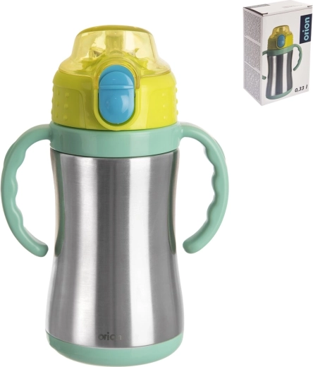 Stalowy termos ze słomką 330 ml, zielony