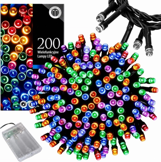 Świąteczny łańcuch świetlny LED 20 m, 200 diod RGB – 1 sztuka