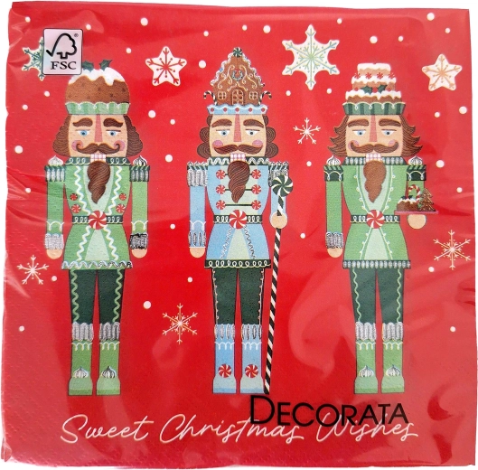 Świąteczne papierowe serwetki 3-warstwowe 33 × 33 cm
