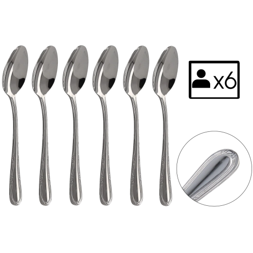 Zestaw 6 łyżeczek do herbaty Natalia ze stali nierdzewnej