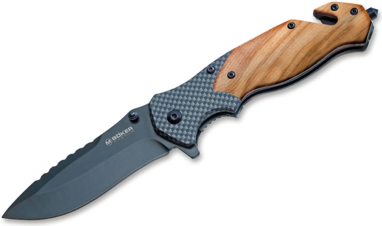 Magnum Blomkvist Olive – ratowniczy nóż składany z drewnem oliwnym 8,5 cm