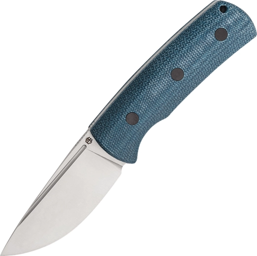 Petrified Fish Beluga nóż outdoorowy 9,2 cm, satyna, niebieska Micarta, pochwa Kydex