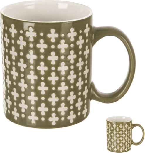Kubek ceramiczny ze wzorem krzyży 350 ml zielony