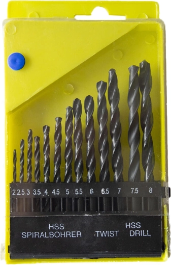 Zestaw spiralnych wierteł HSS do metalu 2,0–8,0 mm, 13 sztuk