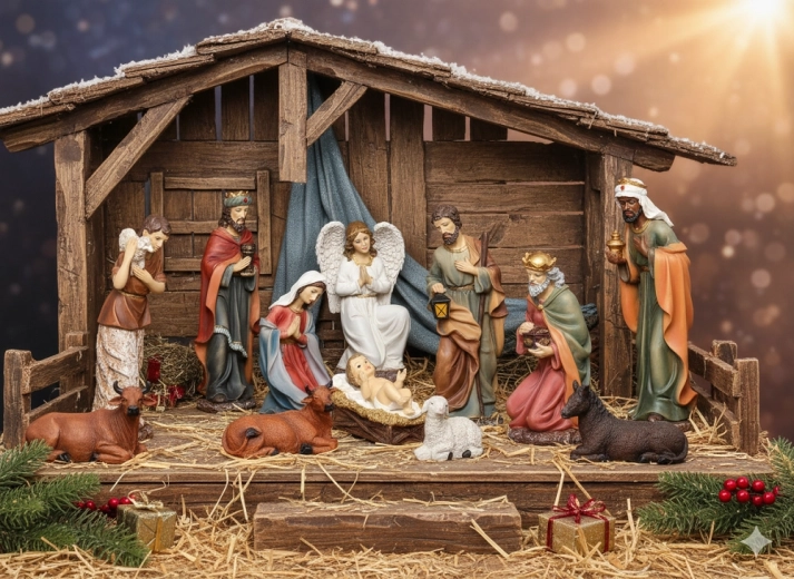 Zestaw figurek bożonarodzeniowych do szopki 11 szt., 45 cm