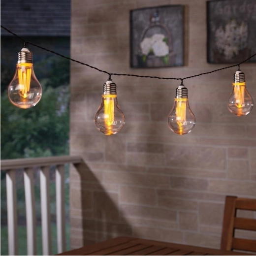 Solarny girland ogrodowy 3,8 m, 10 LED ciepła biel, duże żarówki