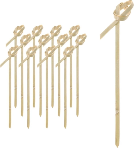 Bambusowe party szpilki z węzłem 9 cm, 50 szt.