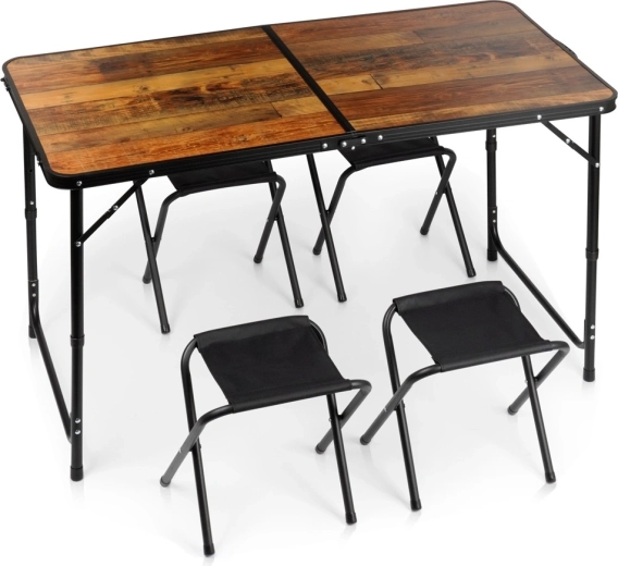 Składany stół turystyczny Vilde z 4 krzesełkami 3w1 120 × 60 cm