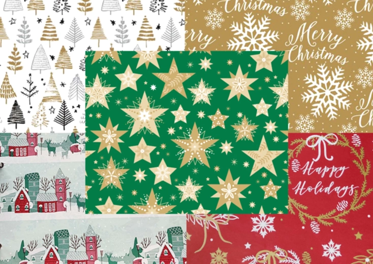 Świąteczny papier do pakowania BVE Classic 0,7 × 10 m – mix