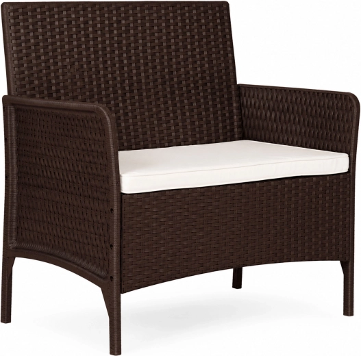Multigarden dwuosobowa sofa ogrodowa z poduszką w rattanowym stylu, brązowa