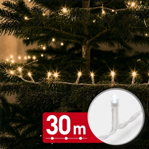 Łańcuch świetlny LED 30 m z 600 diodami LED, ciepłe białe światło
