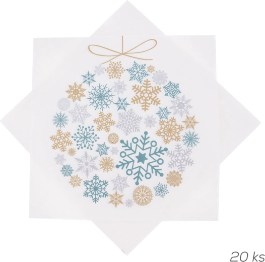 Papierowe serwetki z motywem zielonej bombki 33 × 33 cm, 20 szt.
