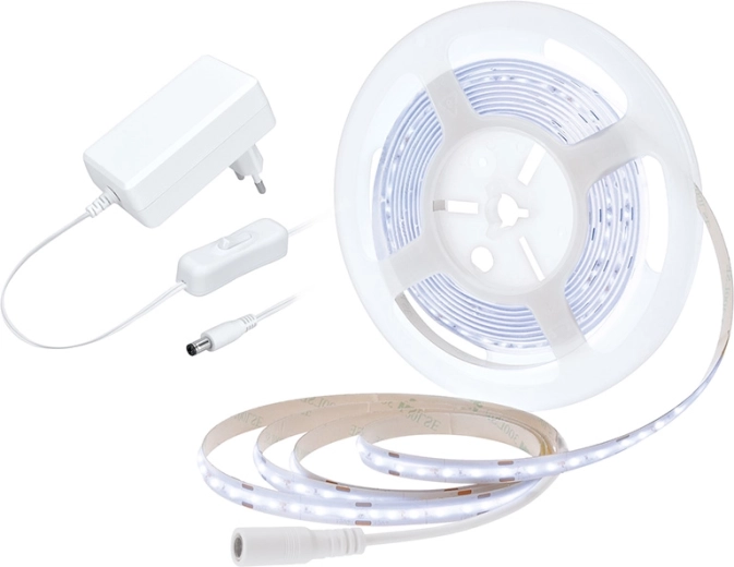 Solight taśma LED COB z zasilaczem i wyłącznikiem 5 m 8 W/m zimna biel