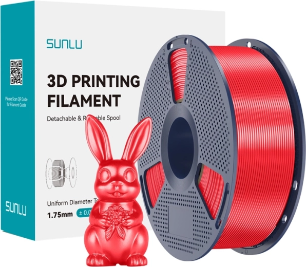 Sunlu PLA+ Silk filament do druku 3D, czerwony