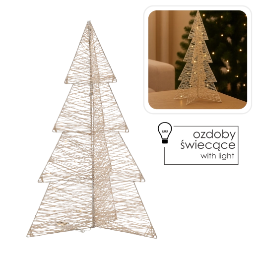 świecąca choinka LED 75 cm w kolorze szampańskiego złota
