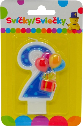 Urodzinowa świeczka z balonikami cyfra 2