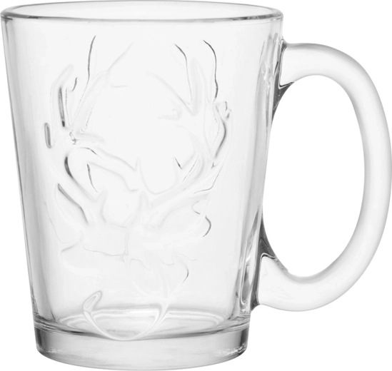 Altom Design Leon szklany kubek 300 ml z reliefem renifera