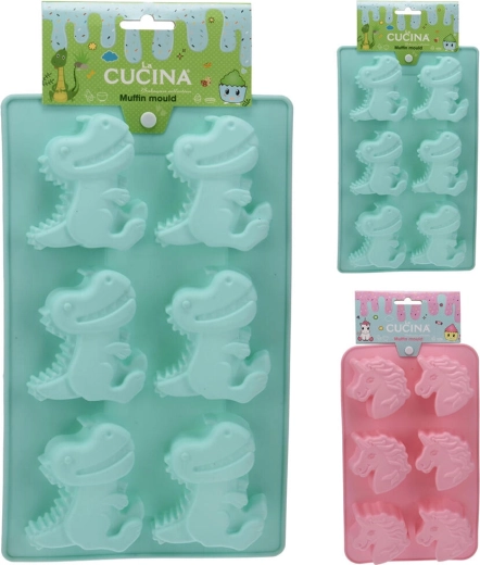Silikonowa forma do pieczenia na 6 szt. – jednorożec lub dinozaur, 27,5 cm