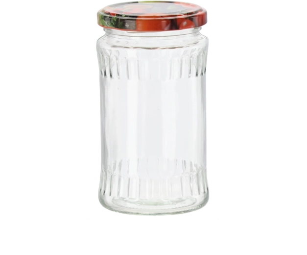 Szklany słoik 370 ml z dekoracyjną zakrętką 66 mm