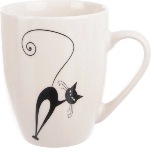 Porcelanowy kubek z motywem kota czarno-biały 370 ml